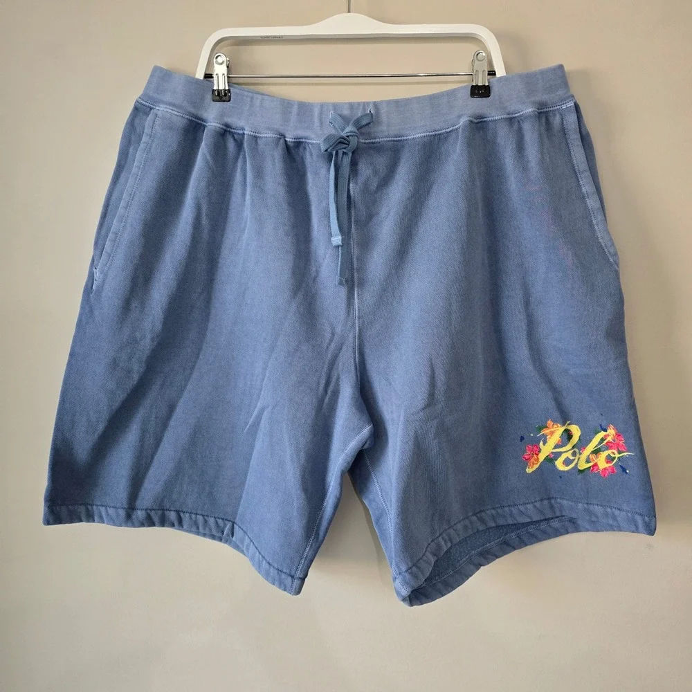 Polo Ralph Lauren Mens 3XB Blue Tropical Floral Fleece Sweat Shorts 711843162